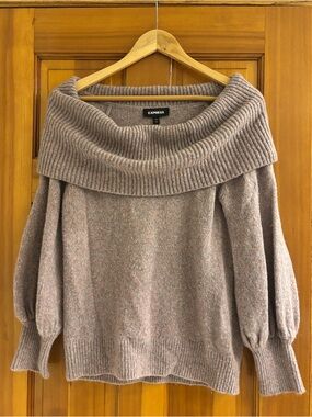 Express Off-the-Shoulder Fold-Over Sweater size small